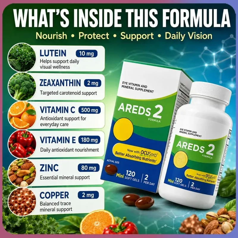 2 Eye Vitamin And Mineral Supplement with OCUSorb Lutein Zeaxanthin Antioxidants 120 Capsules for Vision Health