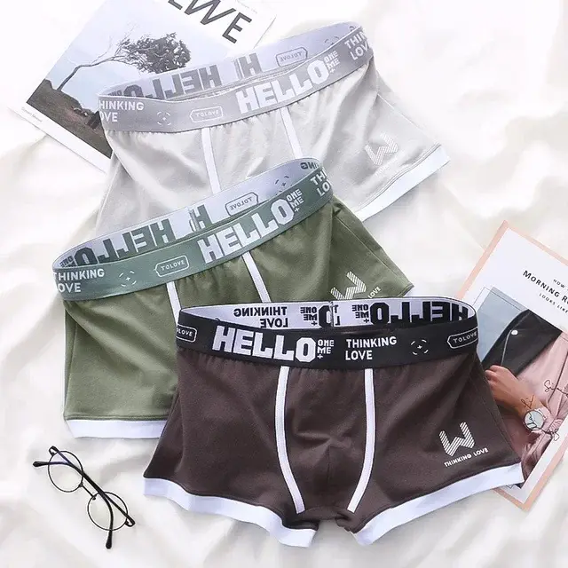 1 pçs masculino algodão boxer shorts calcinha underwear3 cores l xl 2xl 3xl macio carta cinto respirável macio moda esportes