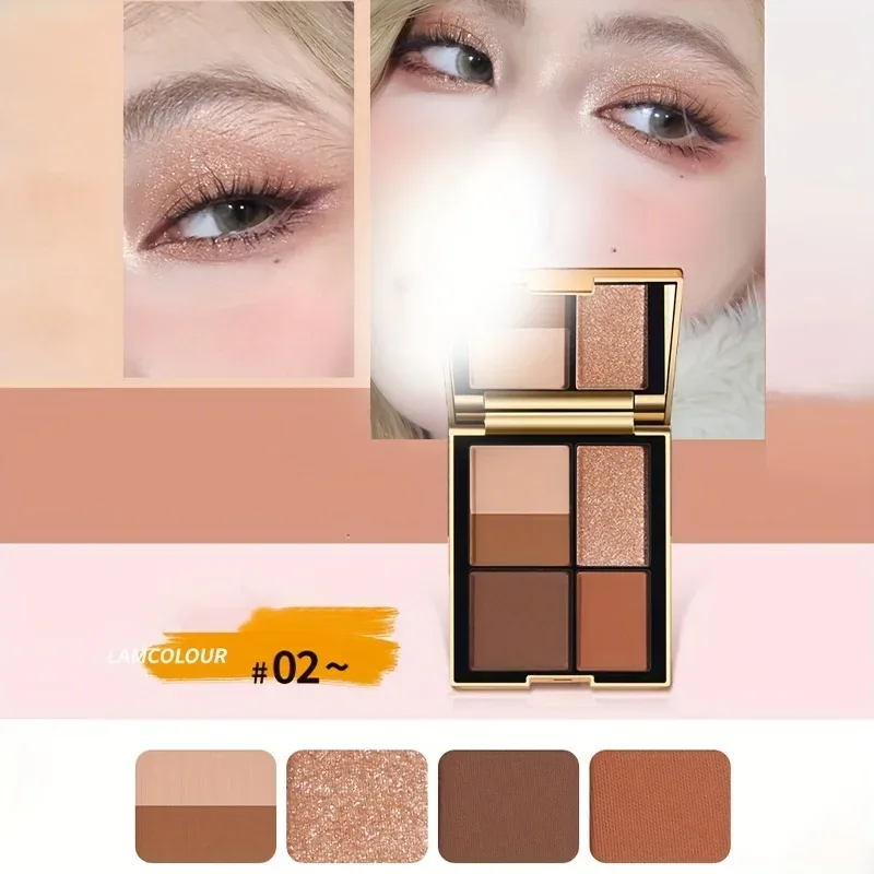 Versatile 5-Color Magic Eyeshadow Palette Brown Tones Matte Shimmer Finish Long-Lasting Eye Makeup Kit for All Ages
