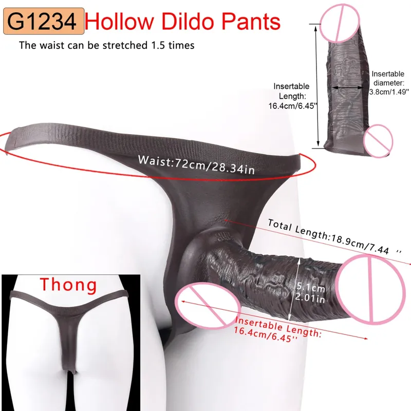 Big Knot Hollow Dildo Pants Adult Men Strap-On Penis Sleeve насадка на член Underwear For Couples Sex Pleasure Erotic Goods