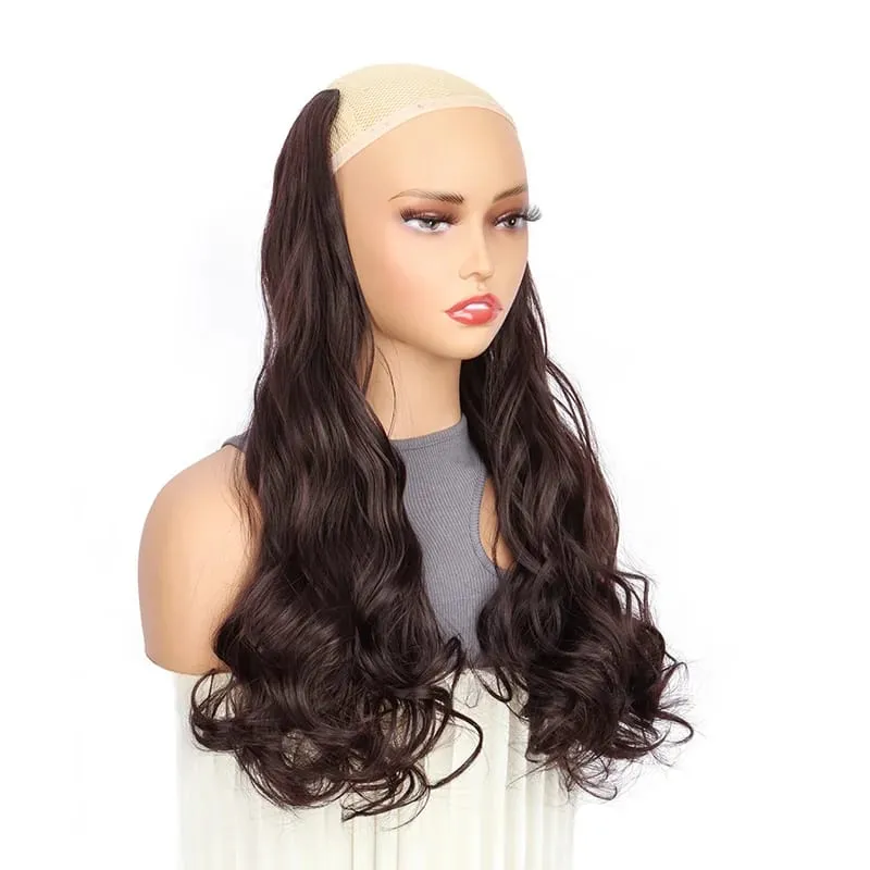 20Inch Synthetic Long Curly Wavy Hair Extension Fluffy Increase Volume Extension Hairpiece for Women Daily Use