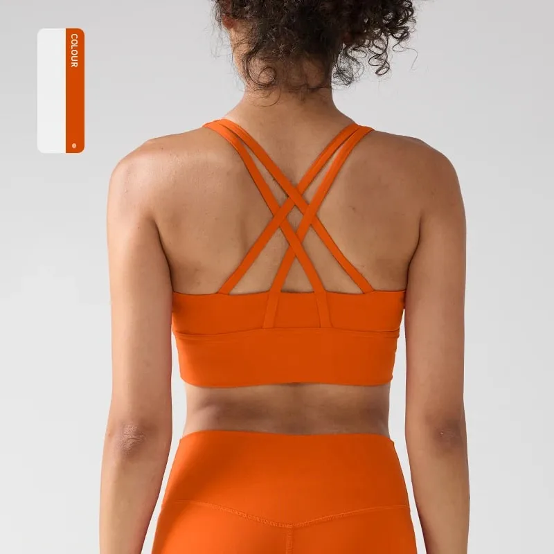 Solid Color Women Women Fitness Yoga Bras Race Back Sports Bras Nylon Top Women Bra Sexy Breathable Underwear For Women Gym
