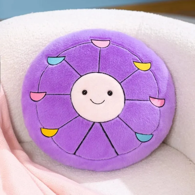 Cute Amusement Park Themed Plush Toy Fluffy Carousel Ferris Wheel Shaped Throw Pillow Sofa Cushion Home Decor