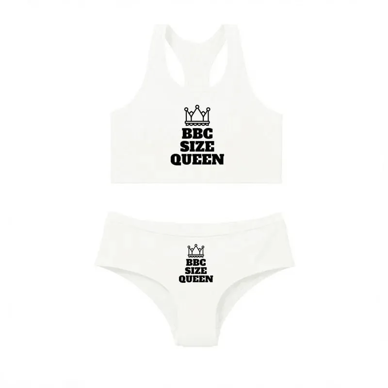 One Set BBC QUEEN Round Neck Tank Top And Panties Set Women's Underwear Sets Cute Cotton Underwear Sexy Lingerie For Women Set