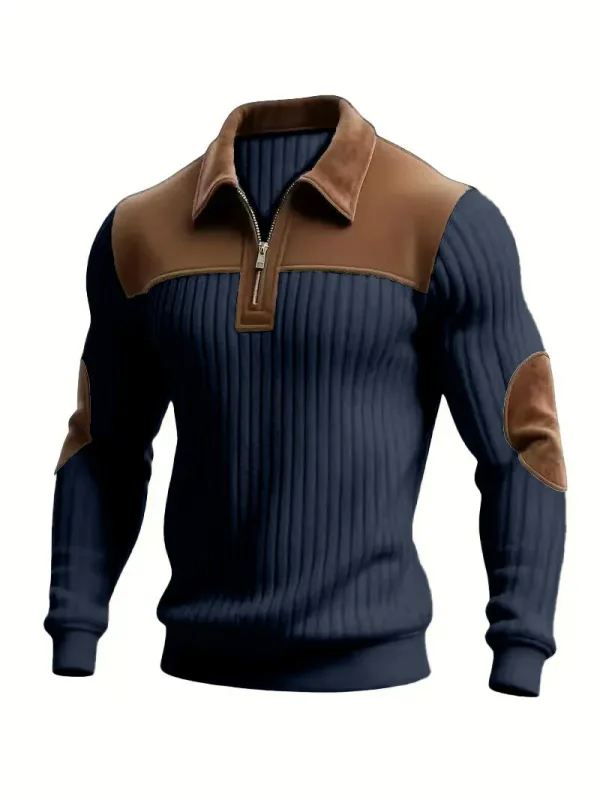 Hoodies men's sweatshirt 2026 new knitted lapel stitching embroidery casual sports autumn zipper sweatshirt man's clothing