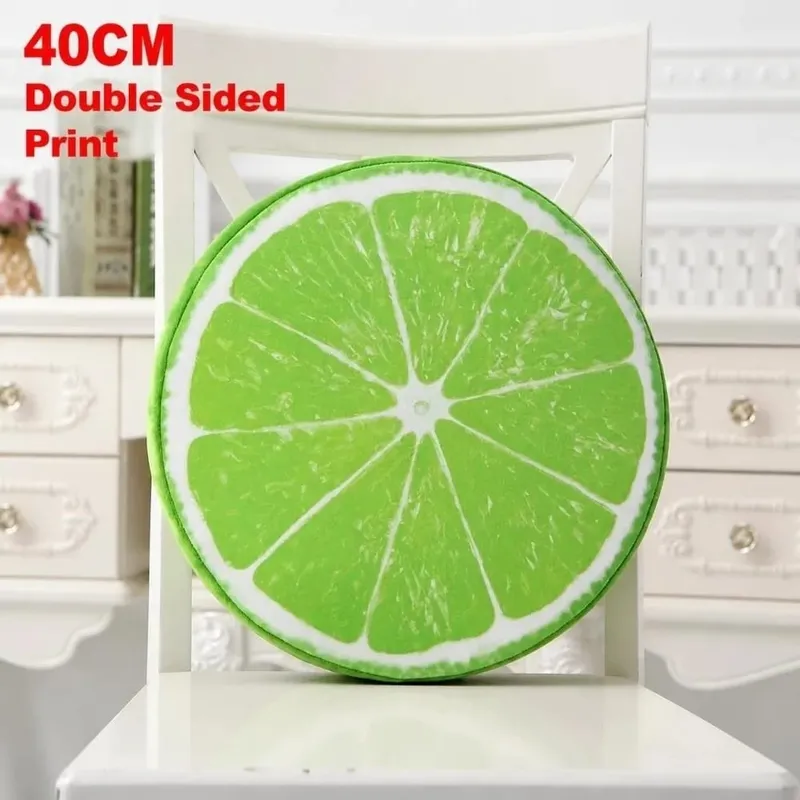 Cute Round Fruit Pillow Simulation Plush Fabric Seat Cushion Fruit Slice Print Stuffed Inner Plush Pillow Sofa Decor