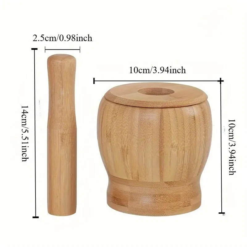 1set Bamboo garlic jar household kitchen food mixer garlic puree grinder with lid