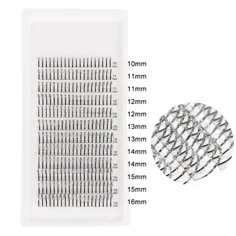 Golden Silver Fashion Glitter Eyelash Extensions Mix Length Individual Eyelash Extension False Eyelashes Glitter Silver