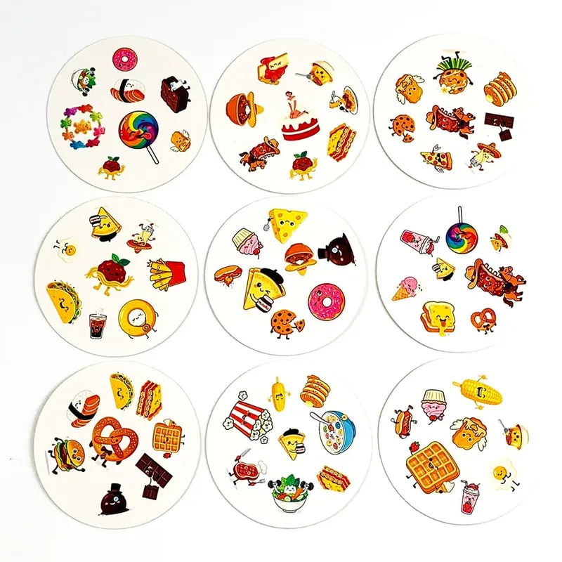 Metal Box Card Game Food Party Link Game Cards Family Interactive Matching Board Game Party Desktop Game Toy for Children Adults