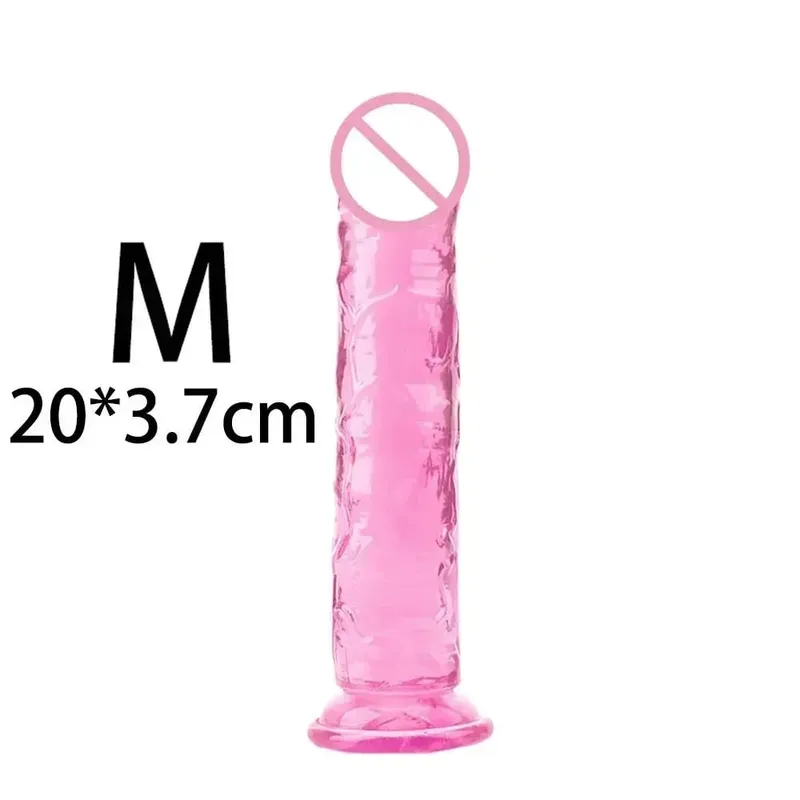 Cheap Women Erotic Anal 5 Colors Big Transparent Dildo Suction Cup Jelly Dick Sex Toys Soft Clitori Vaginal Masturbators Penis