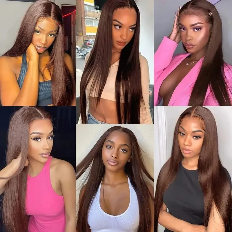 #4 Extensiones de cabello con cinta marrón Cabello humano 50 g Extensiones con cinta de cabello humano 20 piezas Cinta en marrón oscuro Marrón chocolate sin costuras