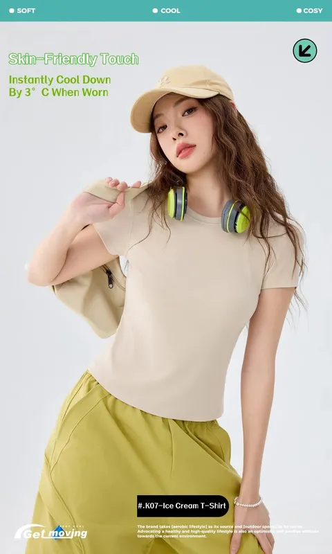 Soft Lightweight Breathable Short Sleeve T-Shirt Women Straight Shoulder Slim Fit Antibacterial Solid Simple Versatile
