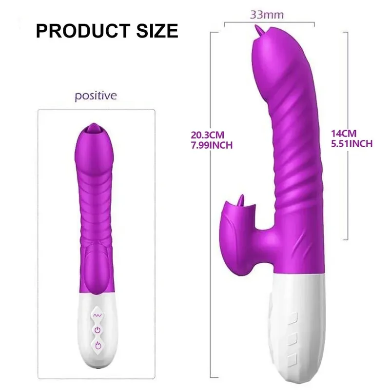 女性用推力震動器舔 G 點陰蒂乳頭刺激器加熱逼真假陽具自慰成人性玩具