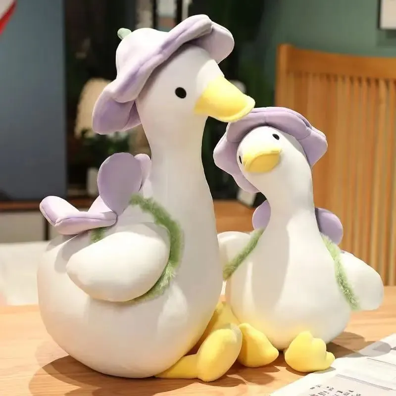 Kid Cute Little Duck Doll Flower Duck Plush Toy Big White Goose Doll Super Soft Sleeping Pillow Birthday Gift Decoration Toy