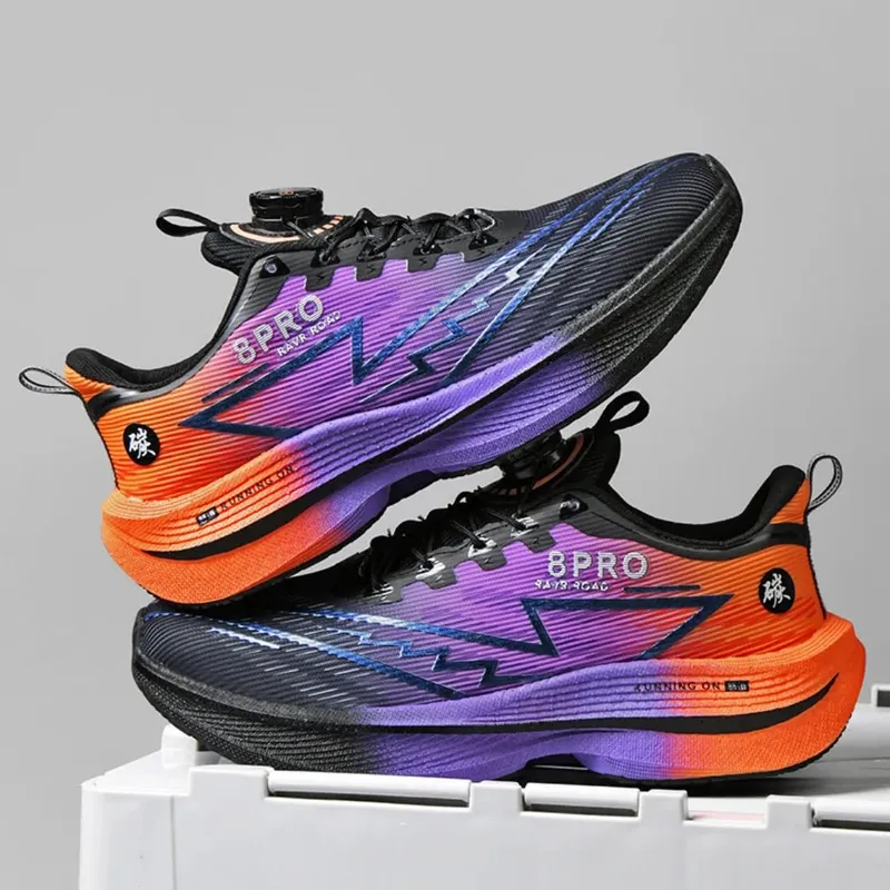 Carbon Plate Marathon Running Shoes Men Women Breathable Lightweight Shock Absorbing Non Slip Sports Sneakers