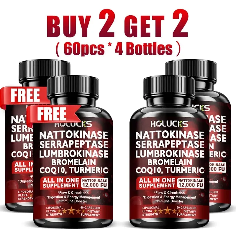 13-in-1 Nattokinase Supplement with Serrapeptase Support Circulation Blood Flow Heart & Cardiovascular Health Digestive Aid