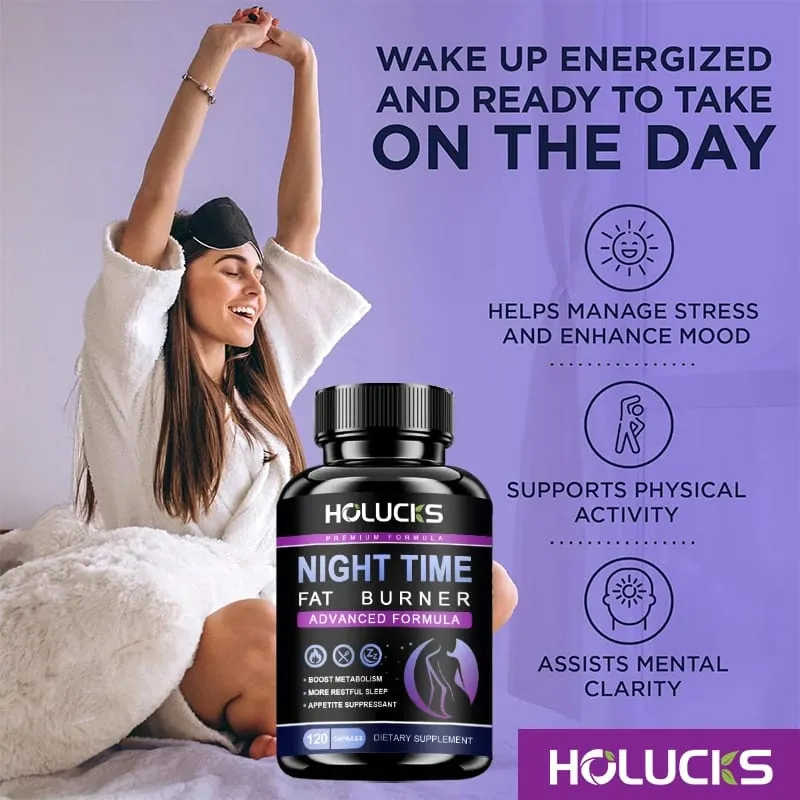 Buy 1 Get 1 Free! Pure Night Time Fat Burner Supplement for Balances Hormones Reduces Stress Eating & Restful Sleep Relax