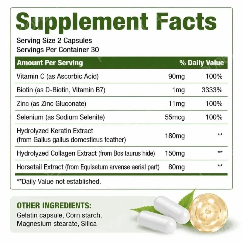 Googeer Biotin Collagen Capsules for Hair Skin and Nail Support with Zinc Selenium and Hydrolyzed Keratin Extract 60 Capsules