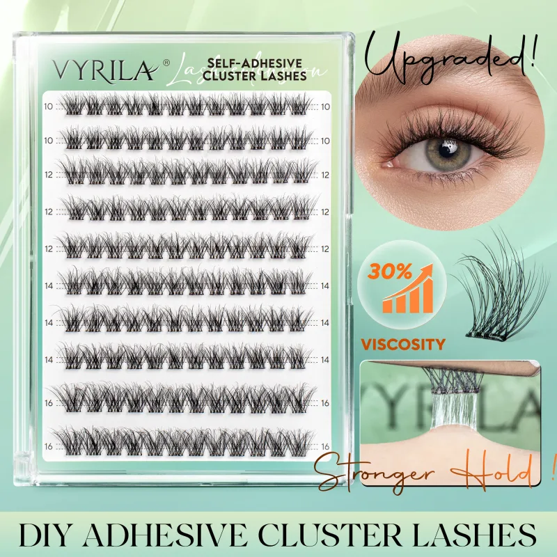 Self Adhesive Eyelashes No Glue Needed Lashes 10‑16mm Pre Glued Cluster Lashes D Curl Soft Natural Press on Lashes