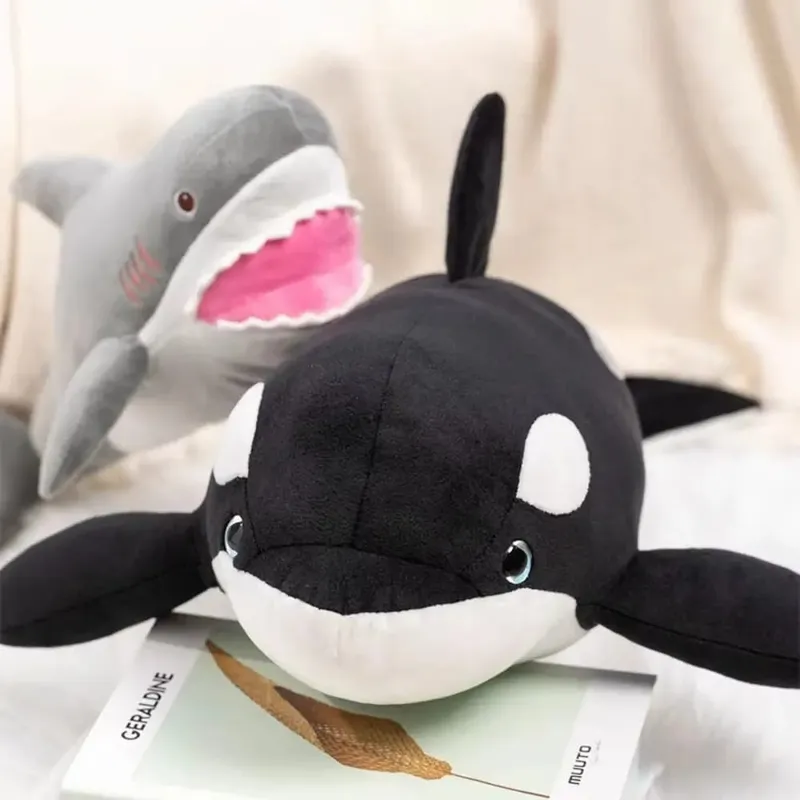 Animal Cartoon Simulated Killer whale Dolls PP Cotton Funny Great White Shark Plush Toys 32cm Kawaii Animals Plush Pillow