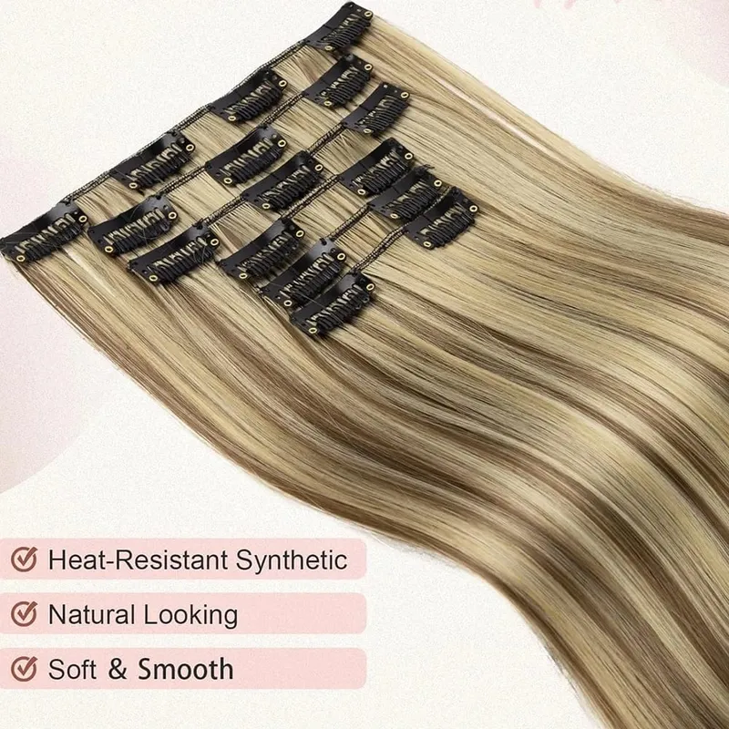 24 Inch Synthetic Clips in Hair Extensions 6 Pieces/Set Long Straight Extensions for Women Hairpiece — image 3