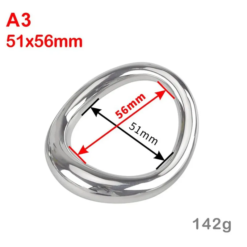 Stainless Steel curved Penis Lock Cock Ring Heavy Duty Male Metal Ball Scrotum Stretcher Sex Toys for Man Delay Ejaculation