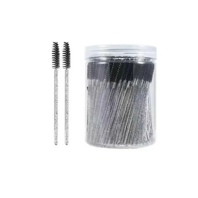 50Pcs Disposable Mascara Wands Eyebrow Spoolies Brush for Eyelash Extensions Lash Brushes with Container