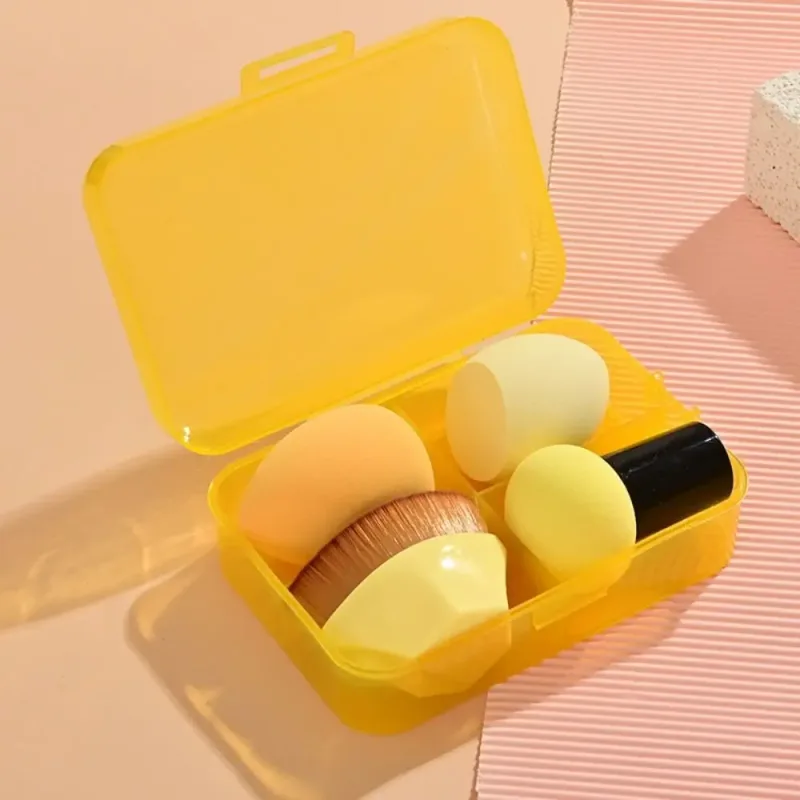 4Pcs Beauty Pro Foundation Cosmetic Puff Set Dry Wet Usable Makeup Tool Magic Brushes With Box Sponge Powder Makeup