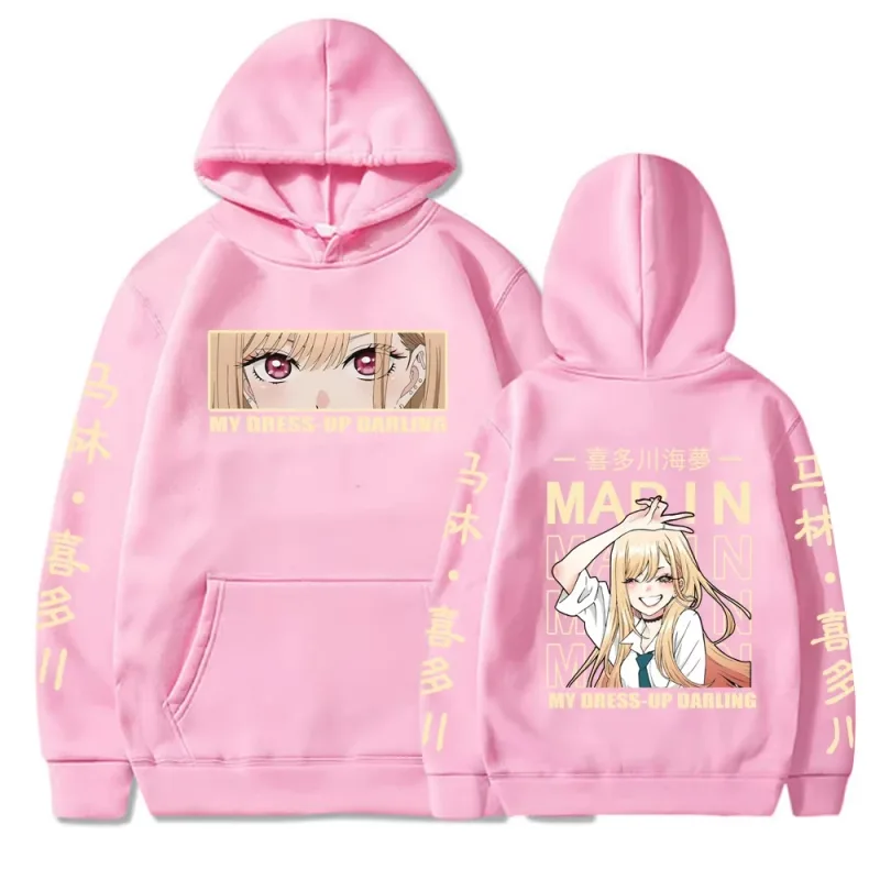Hot Sale Anime My Dress-Up Darling Kitagawa Marin Graphic Print Hoodies Men Women High-street Loose Casual Oversized Sweatshirt