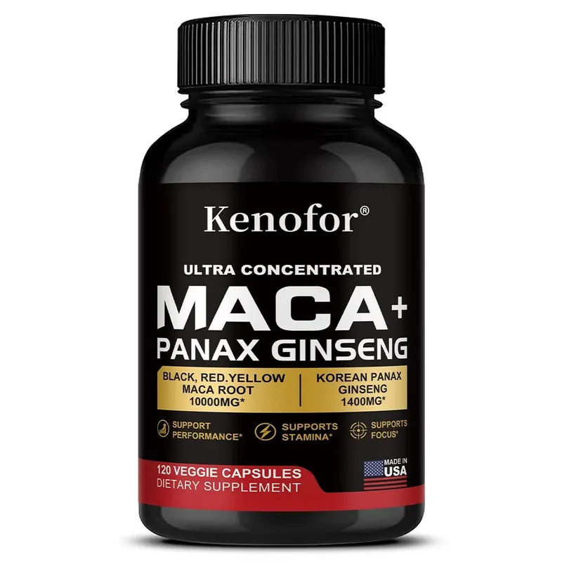 Organic Peruvian Maca Root Capsules - Black+Red+Yellow Blend for Energy & Performance Vegan Non-GMO Supplement for Men & Women