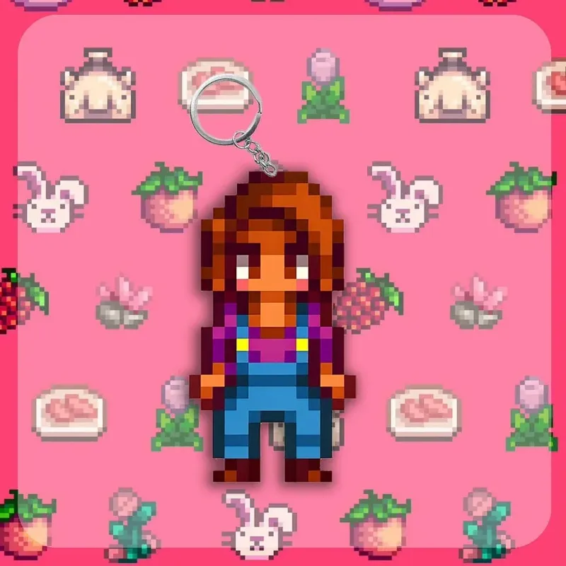 Alex Stardew Valley Schlüsselanhänger Elliott Spielfigur Anime Cartoon Cosplay Requisiten Haley Emily Pixel Student Kawaii Geburtstagsgeschenk