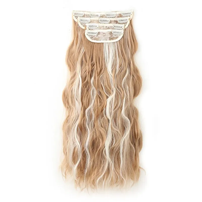 4Pcs/Set 16/20/24 Inch Synthetic Hair Clip In Long Wavy Thick Double Weft Hair Extensions Hairpieces For Women — image 18