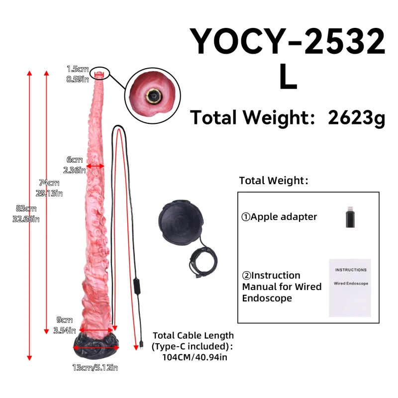 Anal Dilator Endoscope Camera Speculum 101cm Extreme Tentacle Dildo Silicone Butt Plug Training Anus Expansion 18+ Sex Toys