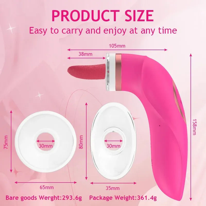 Kvinnlig Clit Sucker Vibrator Sexleksak Kraftfull avsugning Sugande bröstvårtor Stimulering Slicka fitta Massage Onani G Spot Orgasm