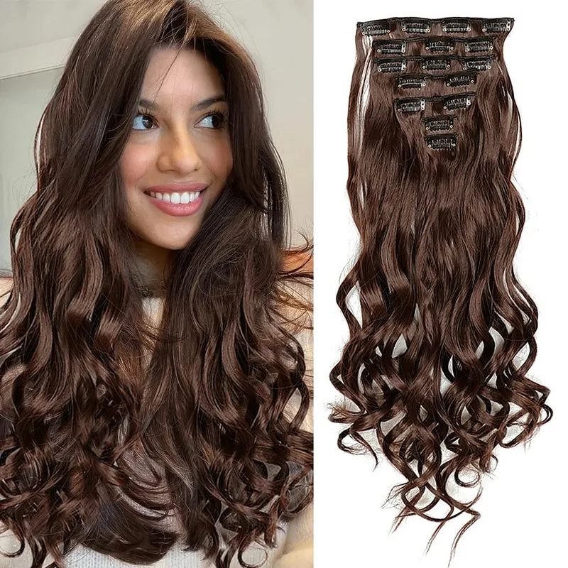Synthetic Clip in Hair Extensions Purple hairpieces 7pcs/set 22inch Thick Hair for Women Girls Daily Party Cosplay