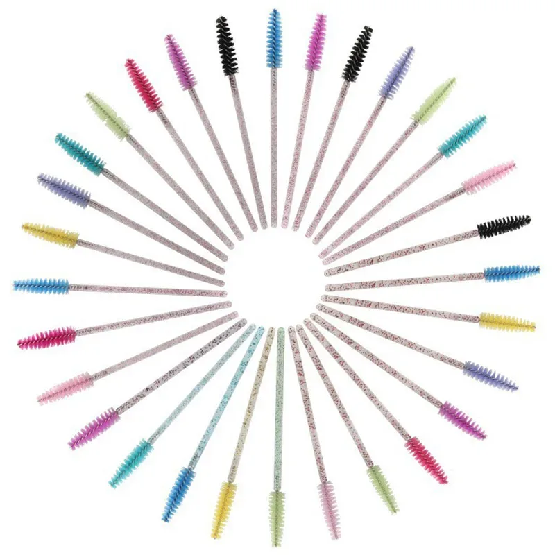 50pcs Crystal Rod Disposable Eyelash Brushes Eyelash Comb Eyebrow Comb Eyelash Curl Spiral Multi purpose Portable Makeup Brush