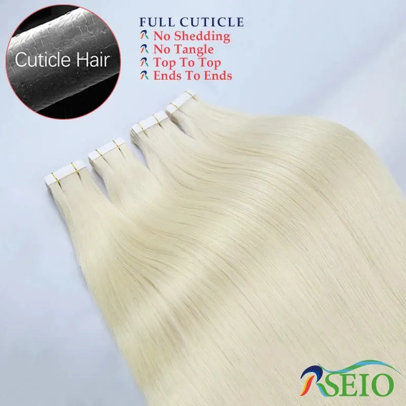 High Quality Tape in Human Hair Extensions Straight Hair Seamless Invisible 14"-22" 100% Real Natural Hair End Thicken