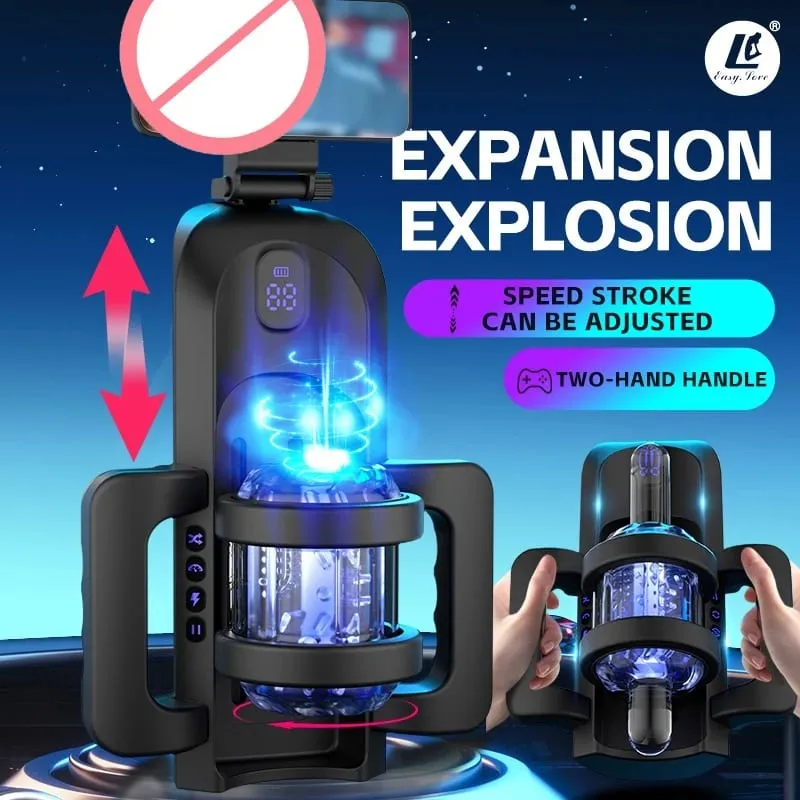Dual-grip Male Masturbator Adjustable Long Travel Masturbation Cup Adjustable Telescopic Rotating Male Masturbation Cup Sex Toy