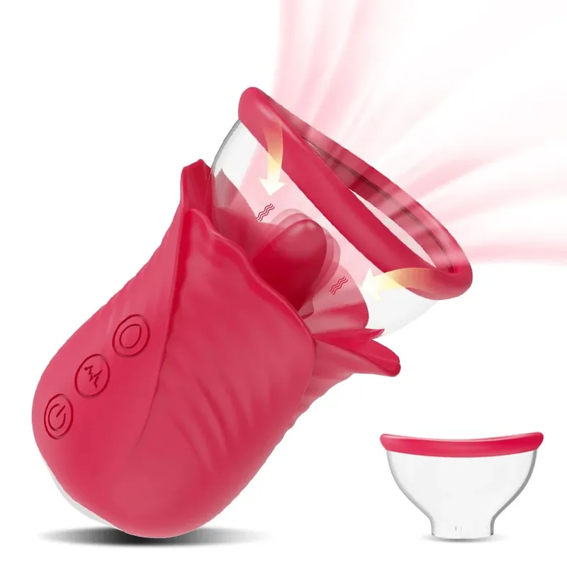 Sucking Licking G spot Vibrator Rose-Sex Toy Adult Sex Toys Removable Cup Clit Nipple Stimulation 360° Rotation Vibrators 18+