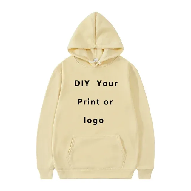 Hoodie DIY Teks Cetak Kustom Kasual Pria Wanita 2024 Logo Kustom Hoody Pribadi Hoodie Kustom Kaus Logo Teks