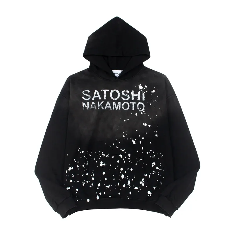 Hoodies Pullover 26ss Vintage Embroidery Leather Pattern Glittering Diamond Print Men's Hooded Hip Hop Style Sweatshirts