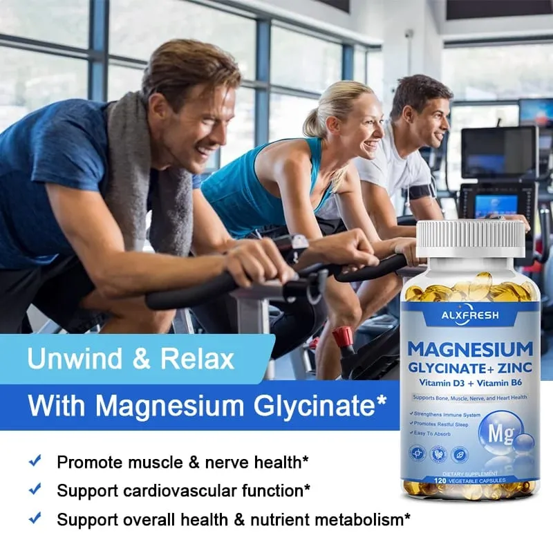 Magnézium-glicinát kapszula 500mg cinkkel D3-vitamin B6 Agymemória Fókusz Alvásnyugtató Táplálék-kiegészítő