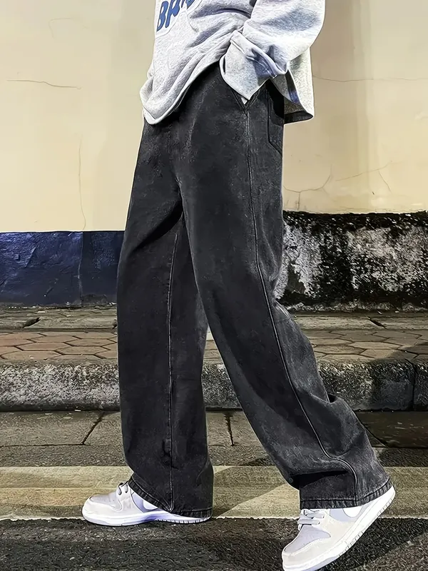 Jean multi-poches coupe régulière pour hommes, Style de rue, Denim mélangé en coton, noir, gris, Non extensible, vêtements toutes saisons, classique Desi