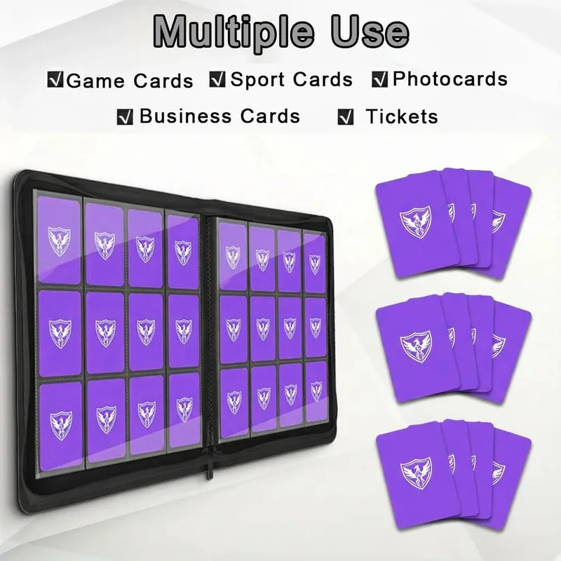12-Pocket Trading Card Binder Collectible Card Holder That Can Accommodate 480 Cards Zippered Premium Card Binder Suitable for Tcg Cards/Game Cards/Sports Cards/Yu-Gi-Oh! Magic: the Gathering and Trading Cards