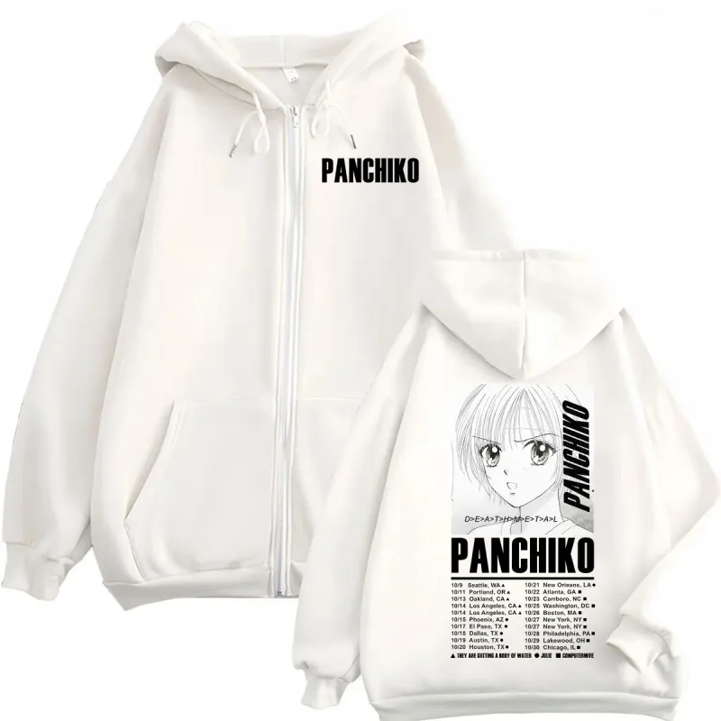 Panchiko DEATHMETAL Album Poster Print Zipper Hoodie Fashion Rock Zip Up Hooded Sweatshirts Men Women Casual Oversized Pullovers