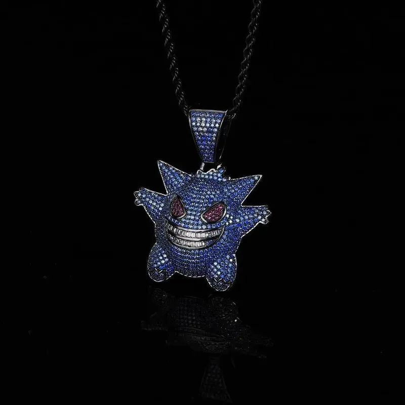 New Cartoon Pokemon Gengar Anime Figure Metal Necklace Decorative Necklace Hip Hop Necklace Jewelry Accessories Boys Gifts Toys