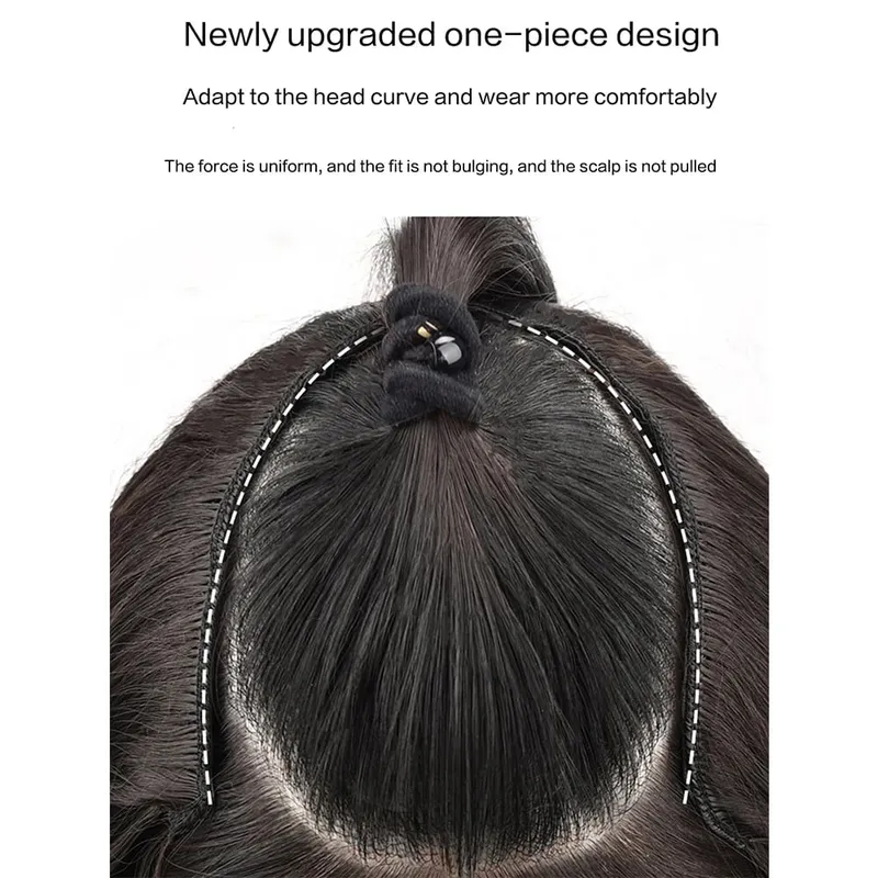 20/24Inch Synthetic Long Culry Hair Extension V-shaped One Piece Fluffy Invisible Hair Black Brown Hairpiece for Women