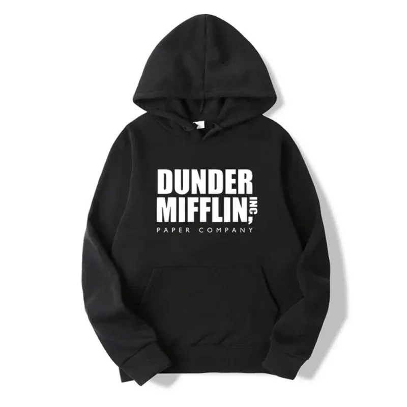 Dunder Mifflin Hoodie Paper Company Kantor Acara TV Slogan Minimalis Estetika Abu-abu Kaus Olahraga Kasual Kebesaran