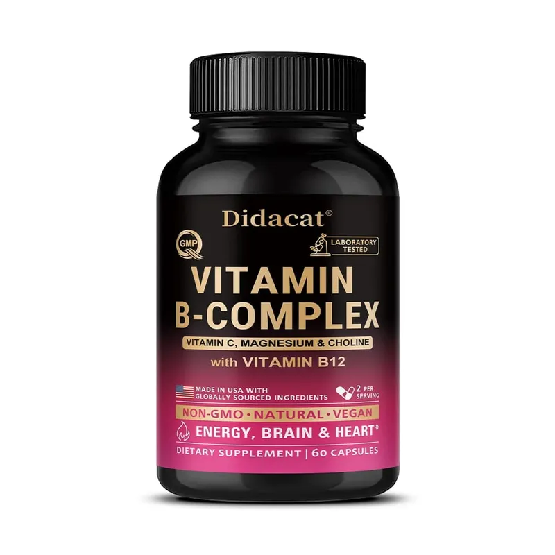 Vitamin B Complex with Vitamin C Choline & Inositol Support Energy Metabolism Nerve Health Cardio Wellness & Immune Defense