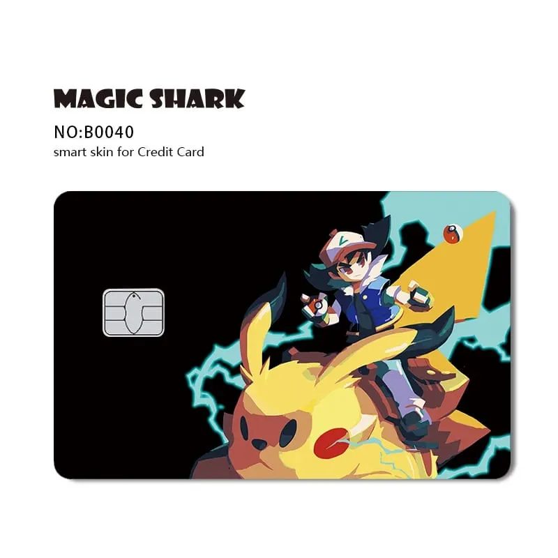 Maigc Shark Cute Pokémons Mewtwo Eevee Pikachu Gengar Adesivo Capa de filme para cartão de crédito de débito sem desbotamento